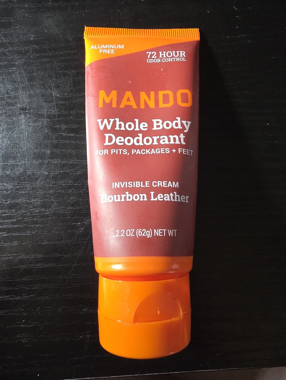 Mando Whole Body Deodorant for Men Invisible Cream Aluminum Free Bourbon Leather